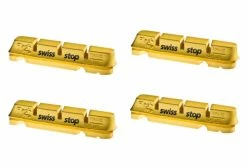 X4 Cartouches De Patins De Frein SwissStop FlashPro Yellow King Pour Jantes Carbone Pour Freins Shimano / Sram / Campagnolo