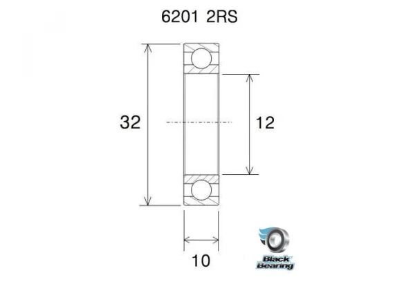 Black-bearing Roulement B3 - BLACKBEARING - 6201-2rs 2 Black-bearing Roulement B3 - BLACKBEARING - 6201-2rs – Image 2