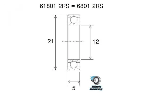 Black-bearing Roulement Black Bearing Céramique 6801-2RS 12 X 21 X 5 Mm 2 Black-bearing Roulement Black Bearing Céramique 6801-2RS 12 X 21 X 5 Mm – Image 2