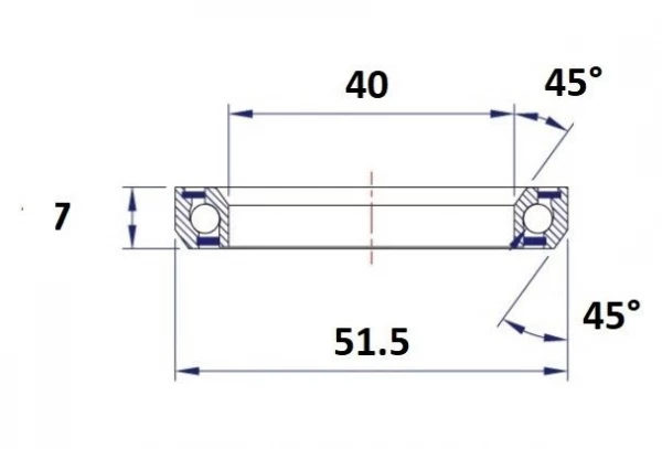 Black-bearing Roulement De Direction Black Bearing D12 40 X 51.5 X 7 Mm 45/45° 2 Black-bearing Roulement De Direction Black Bearing D12 40 X 51.5 X 7 Mm 45/45° – Image 2